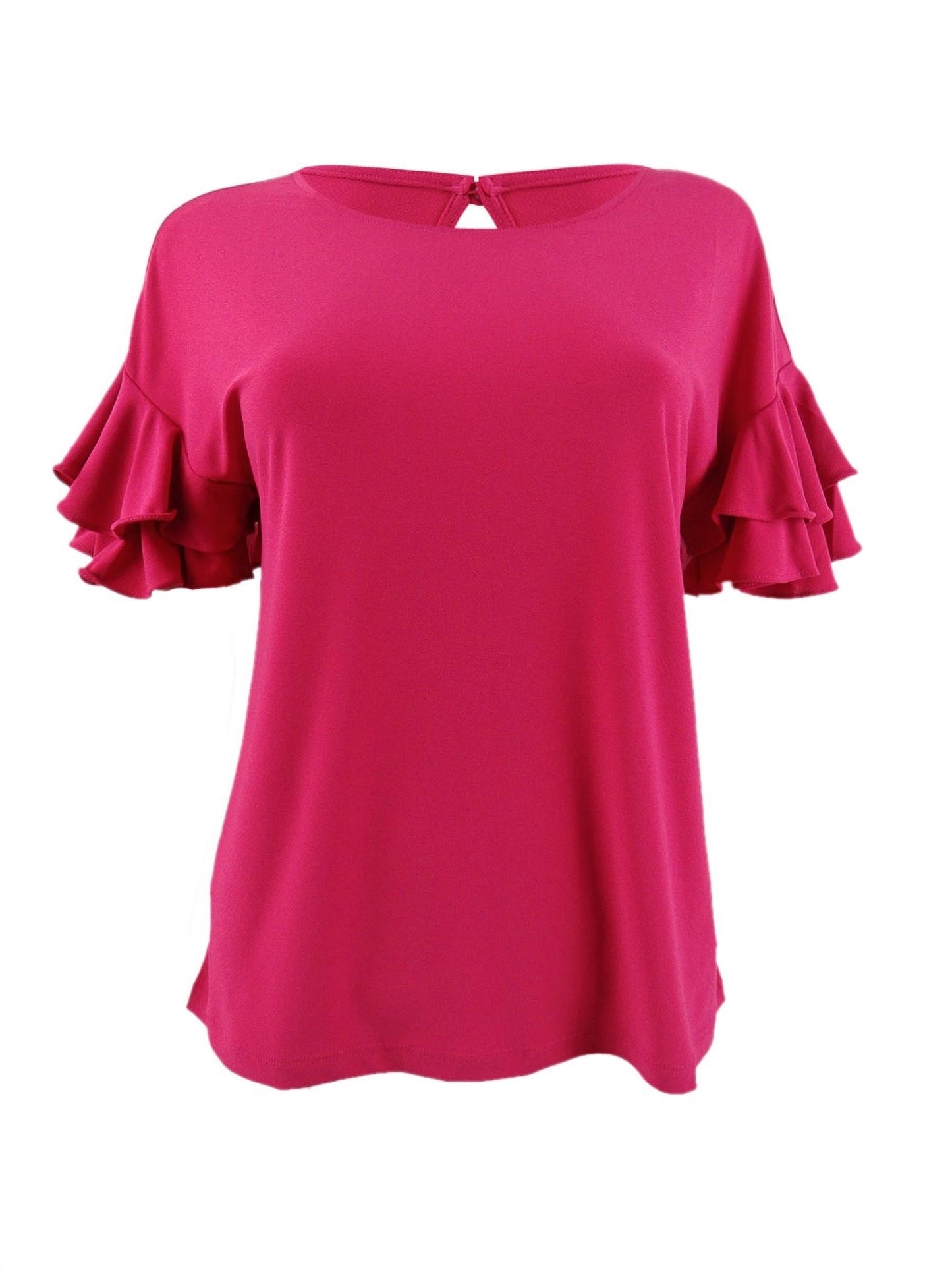 Blusa feminina com mangas franzidas INC International Concepts, rosa, tamanho pequeno e pequeno