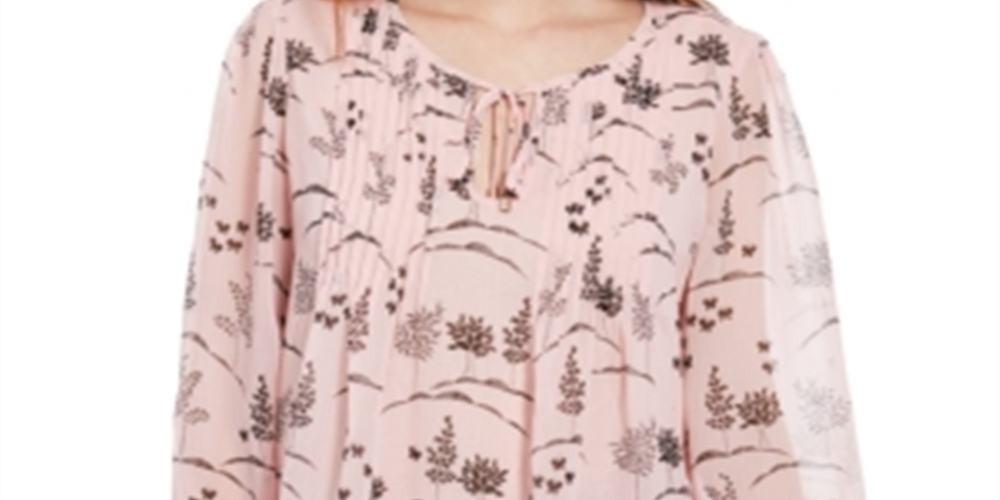 Tommy Hilfiger Blusa Feminina Manga Longa Bayview Dot Pintuck Rosa Tamanho Médio