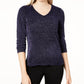 Maison Jules Women's 3/4 Sleeve V Neck Sweater Black Size X-Small