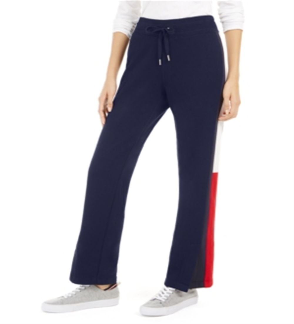 Calça esportiva feminina Tommy Hilfiger Sport Vented Colorblocked azul tamanho GG