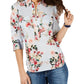 Tommy Hilfiger Blusa Feminina Floral com Zíper Azul Tamanho X-G
