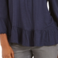 Blusa feminina estilo &amp; co com ombro de fora e manga sino, azul, tamanho pequeno