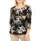 Blusa feminina estampada em jacquard, preta, tamanho grande, da coleção JM