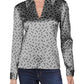 Blusa feminina Theory de seda com decote em V, branca, tamanho pequeno