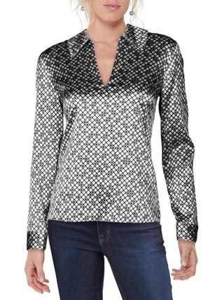 Theory Women's Blouse Silk V Neck White Size Petite