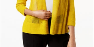Cardigan feminino Alfani com frente aberta, escolha amarelo, tamanho pequeno G