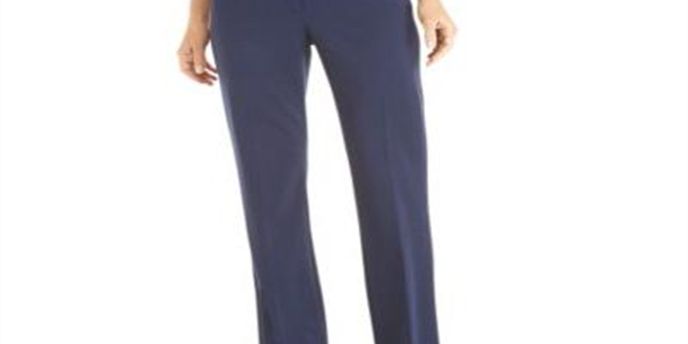 Calça feminina Anne Klein Flare Leg Twill Stretch Azul Tamanho 16
