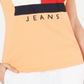 Camiseta Tommy Hilfiger Feminina de Algodão com Logotipo Bordado Laranja Tamanho Grande