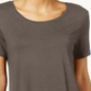 JM Collection Top feminino com decote redondo, marrom, tamanho grande
