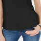 Camiseta feminina de algodão com recorte Charter Club, preta, tamanho médio