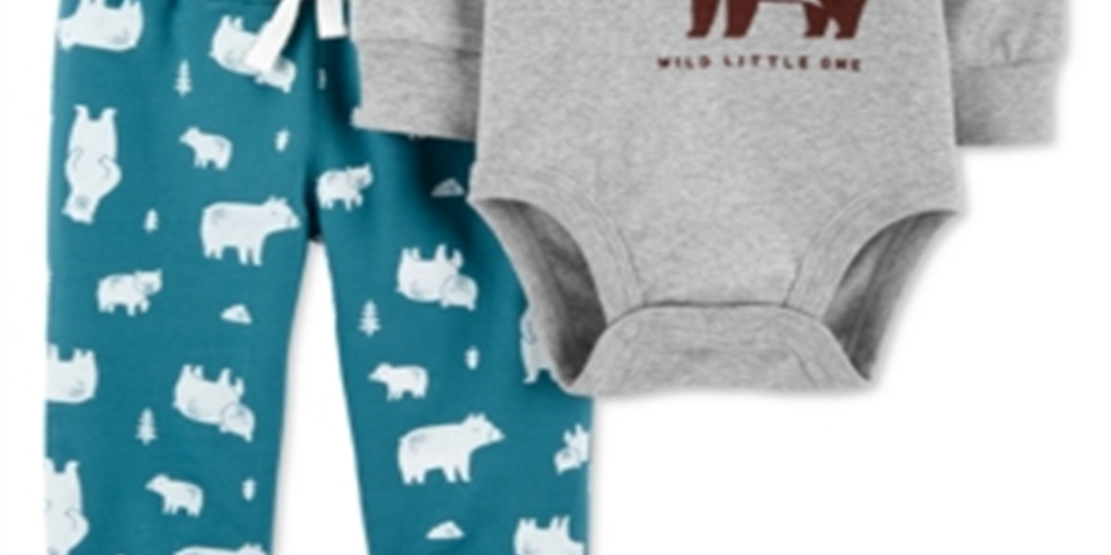 Conjunto de macacão e calça jogger Carter's Baby Boy, 2 peças, algodão, Woodland Creatures, cinza, tamanho 9MOS