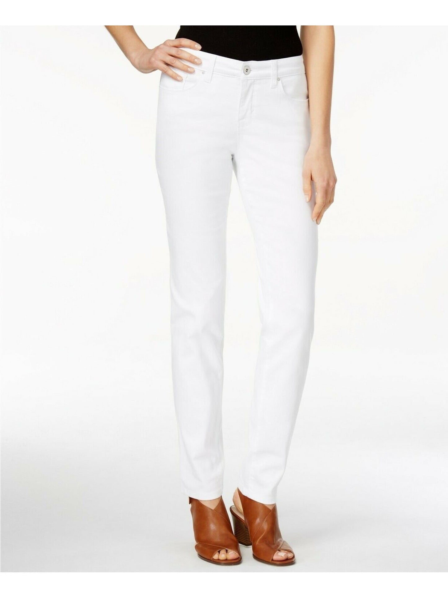 Calça jeans masculina justa, perna reta, cintura baixa, tamanho 4, branca, da INC International Concepts