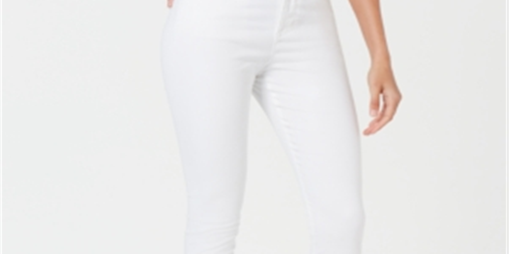 Calça jeans masculina justa, perna reta, cintura baixa, tamanho 4, branca, da INC International Concepts