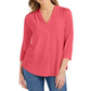 Blusa feminina Charter Club manga 3/4 coral tamanho XX-G