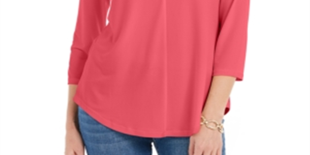 Blusa feminina Charter Club manga 3/4 coral tamanho XX-G