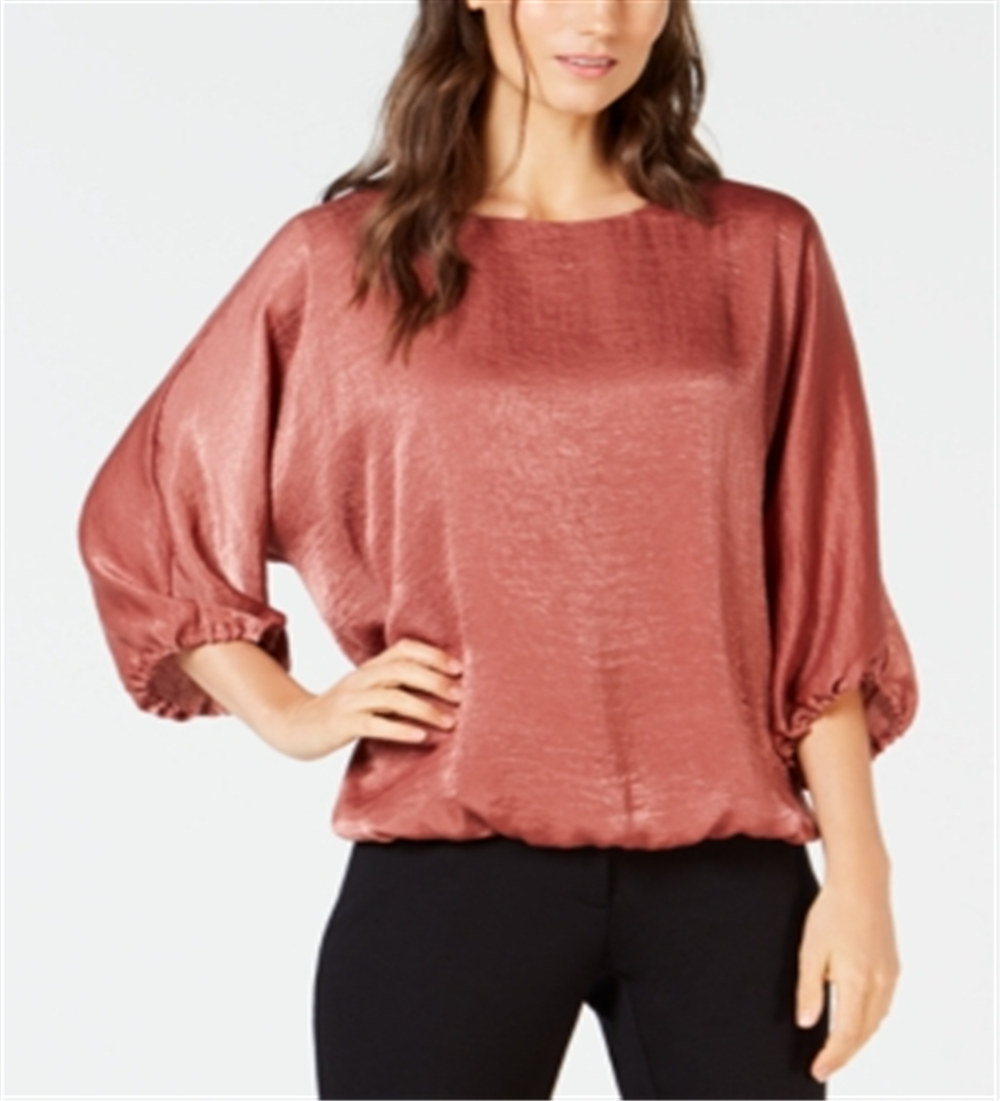 Blusa feminina Alfani de cetim lavado com manga dolman e bolhas, tamanho pequeno e médio, rosa