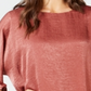 Blusa feminina Alfani de cetim lavado com manga dolman e bolhas, tamanho pequeno e médio, rosa