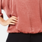 Blusa feminina Alfani de cetim lavado com manga dolman e bolhas, tamanho pequeno e médio, rosa