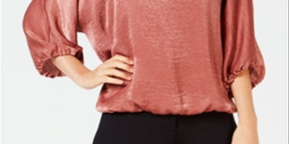 Blusa feminina Alfani de cetim lavado com manga dolman e bolhas, tamanho pequeno e médio, rosa