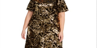 Vestido plus size feminino com lantejoulas em dois tons, amarelo, tamanho 2X, da INC International Concepts