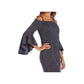 Vestido de coquetel feminino R &amp; M Richards com manga sino, decote quadrado e bainha acima do joelho, azul, tamanho 12 pequeno