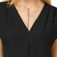 Blusa feminina com manga curta e decote em V da INC International Concepts, preta, tamanho grande