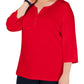 Karen Scott Top Henley Feminino Plus com Mescla e Gola V Vermelho Tamanho 0X
