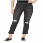 Calça jeans Levi's 724 High Rise Straight Crop rasgada feminina, preta, tamanho 28