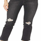 Calça jeans Levi's 724 High Rise Straight Crop rasgada feminina, preta, tamanho 28
