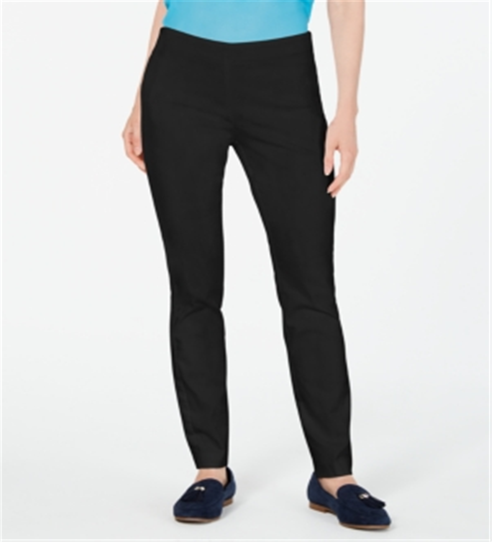 Calça skinny feminina Charter Club Chelsea Stretch Twill preta tamanho 6 Petite