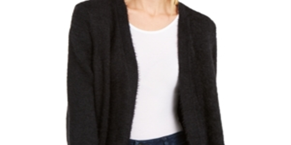 Cardigan feminino Eyelash da INC International Concepts, preto, tamanho grande
