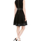 Vestido Calvin Klein Feminino Sem Mangas Gola Joia Acima do Joelho Ajuste Flare Para Usar no Trabalho Preto Tamanho 6 Petite
