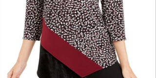 Blusa assimétrica de veludo estampada e feminina Alfani, preta, tamanho XX-G