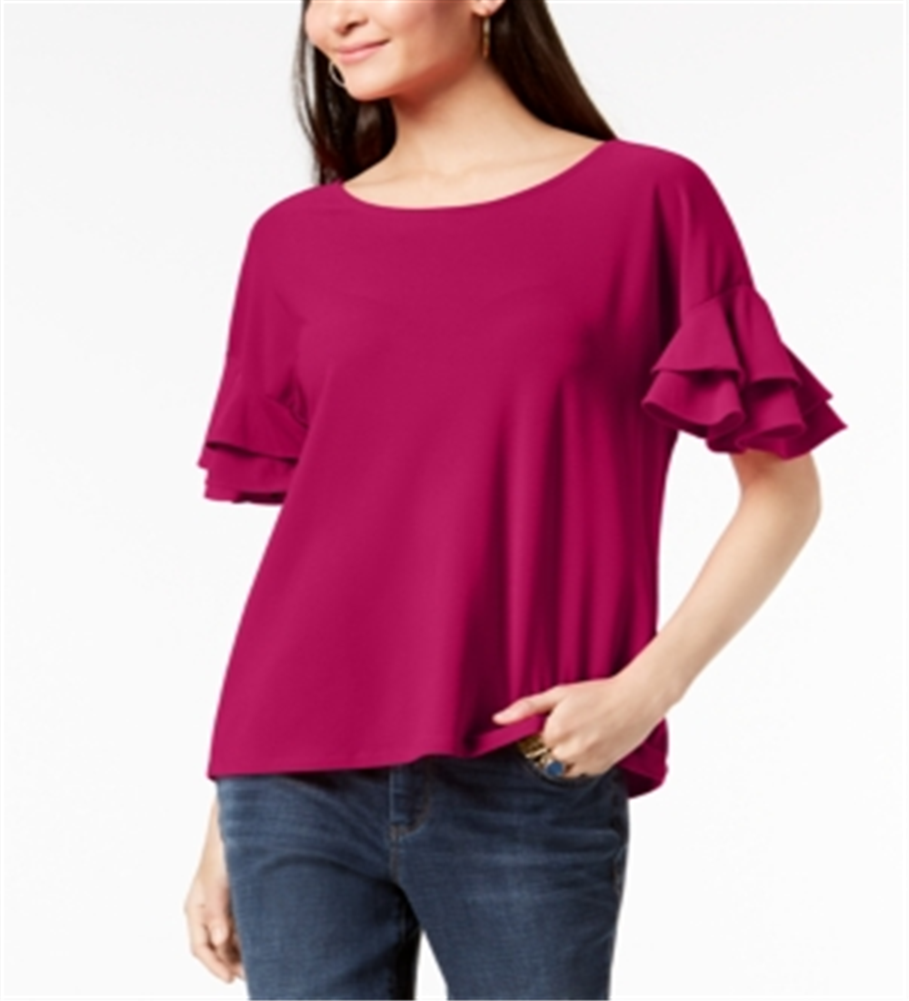 Blusa feminina com mangas franzidas INC International Concepts, rosa, tamanho pequeno G