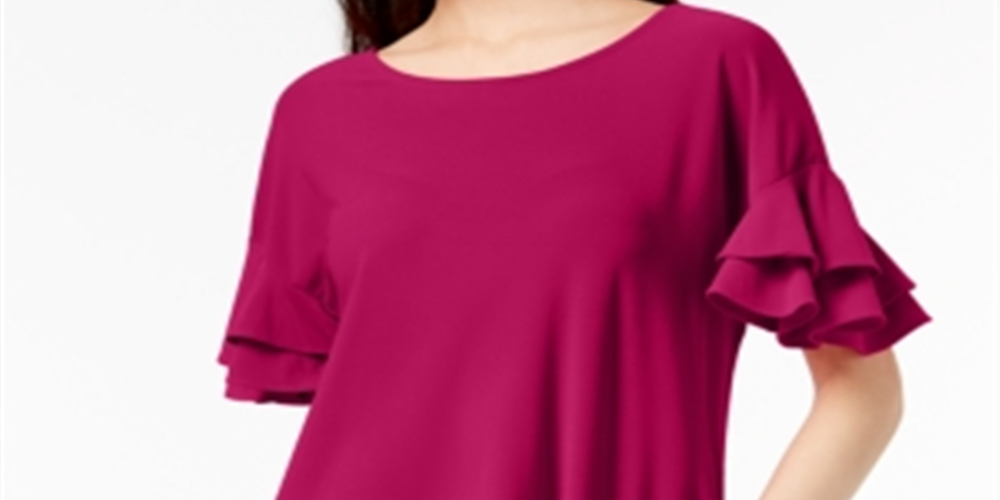 Blusa feminina com mangas franzidas INC International Concepts, rosa, tamanho pequeno G