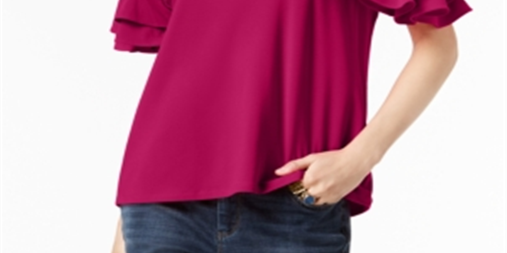 Blusa feminina com mangas franzidas INC International Concepts, rosa, tamanho pequeno G