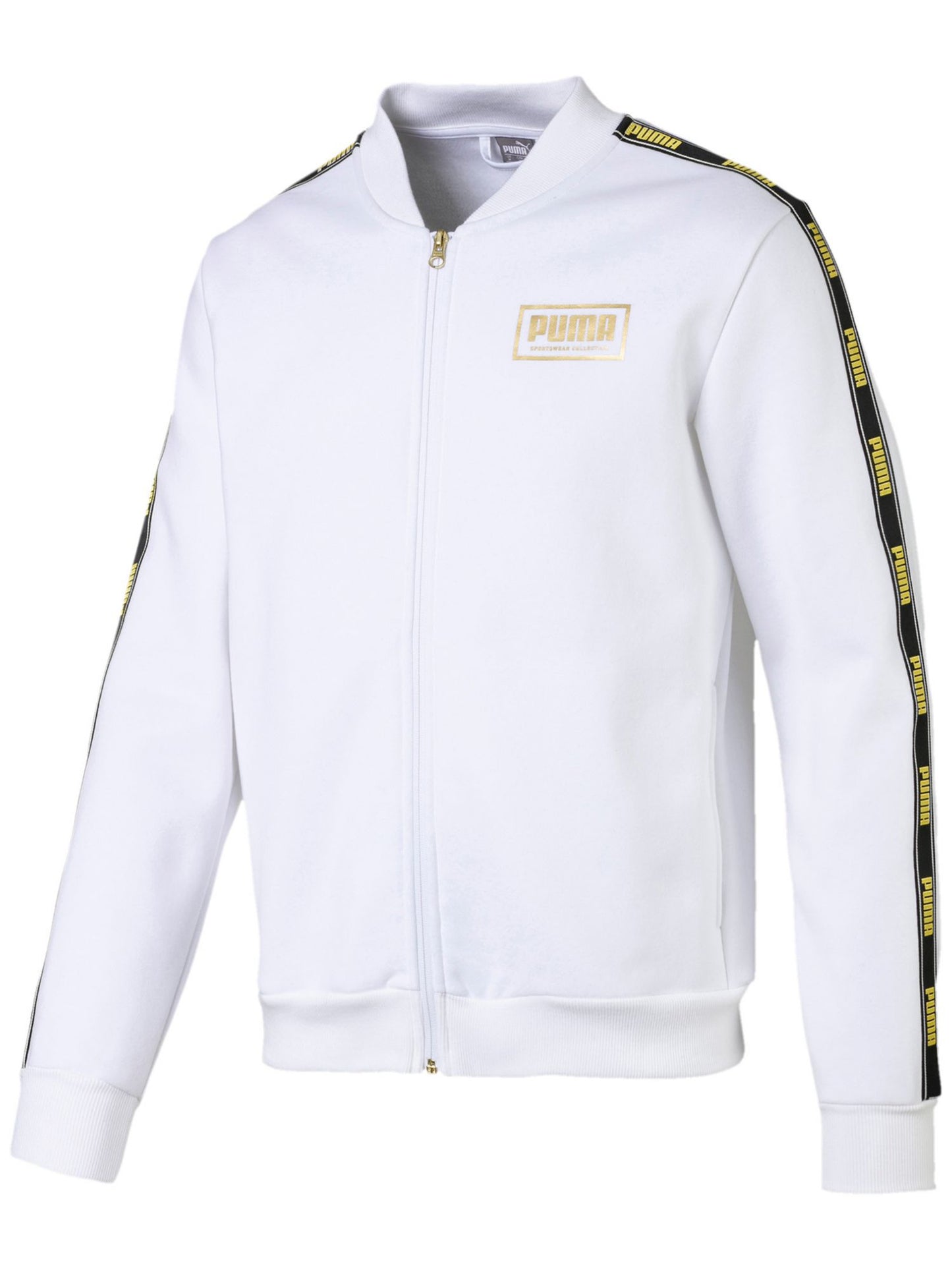 Suéter Puma Masculino com Logo Gráfico, Manga Longa e Zíper, Branco, Tamanho XXG