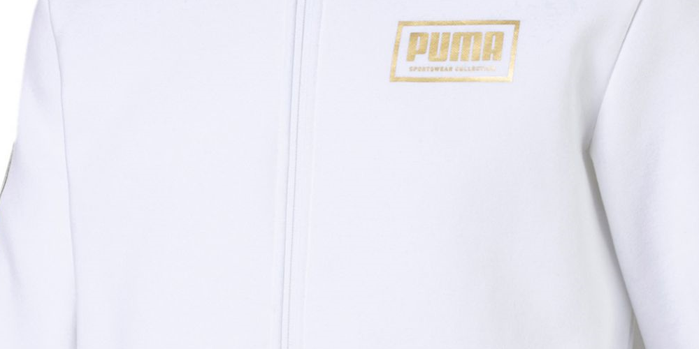 Suéter Puma Masculino com Logo Gráfico, Manga Longa e Zíper, Branco, Tamanho XXG