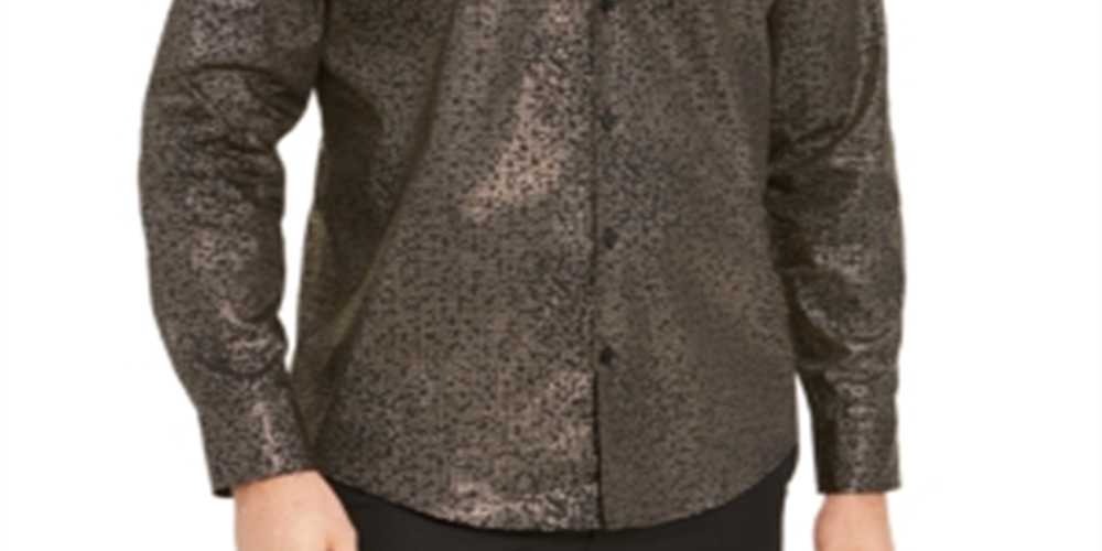 Camisa Alfani Masculina Classic Fit com Estampa Geométrica em Grade, Preta, Tamanho Pequeno