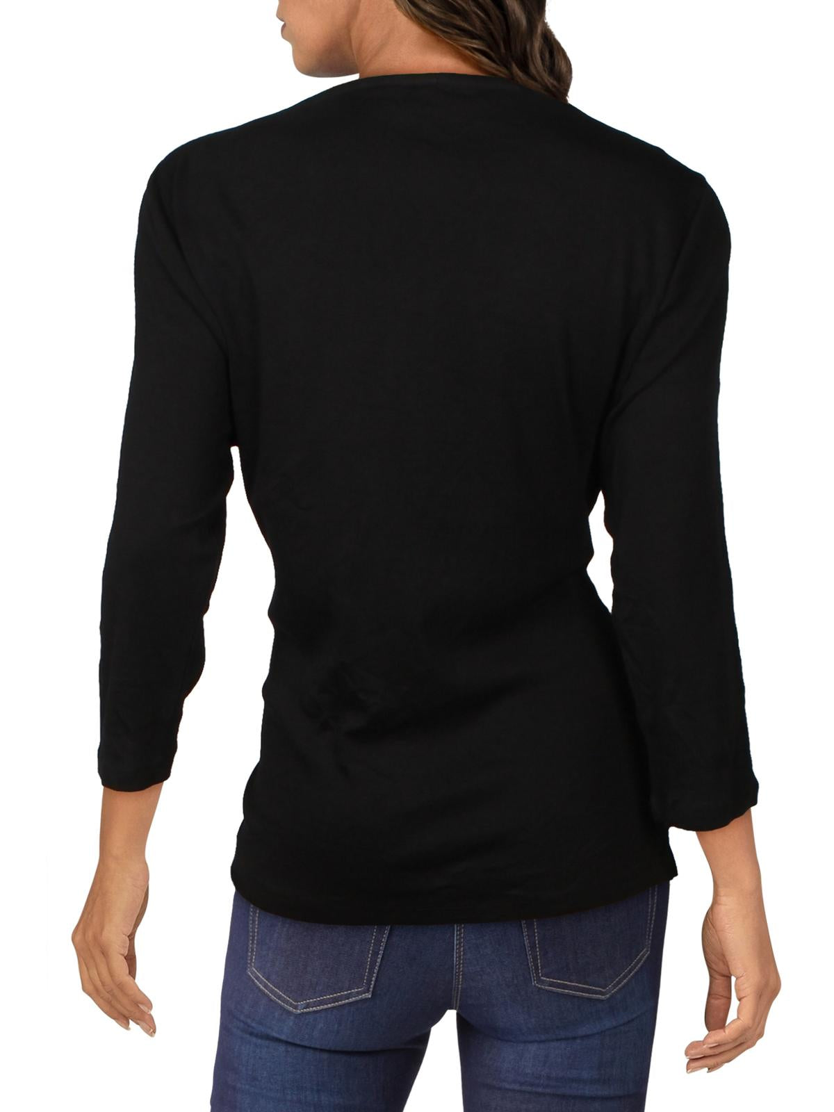 Karen Scott Top Feminino de Algodão com Decote Canoa e Tachas, Preto, Tamanho Grande