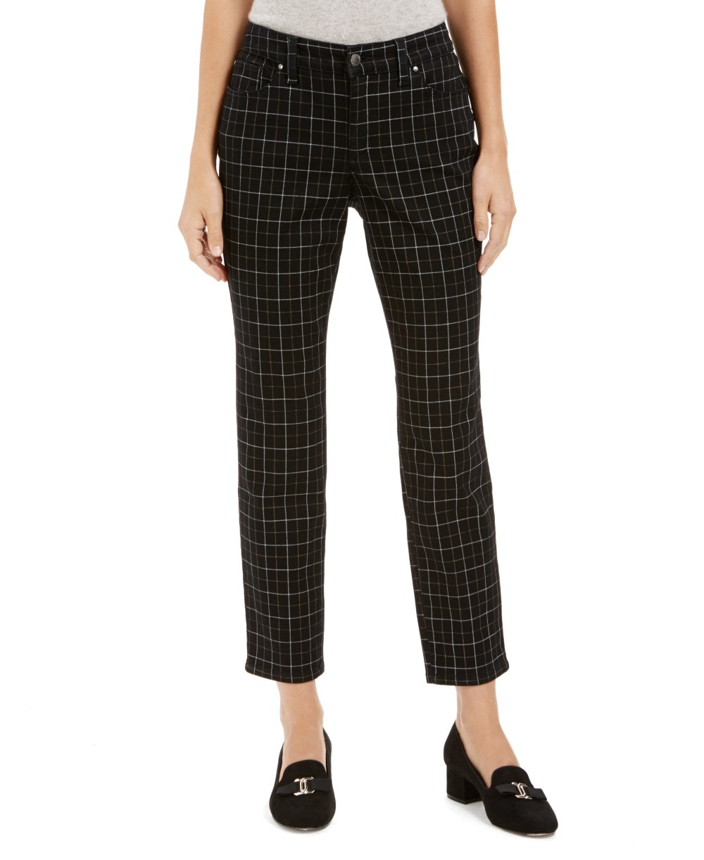 Calça jeans feminina xadrez Bristol skinny preta tamanho 14 da Charter Club