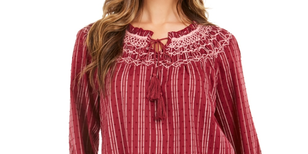 Blusa texturizada listrada feminina Style &amp; Co, bege, tamanho pequeno e pequeno