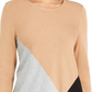 Túnica feminina Alfani Colorblock assimétrica cáqui tamanho pequeno médio