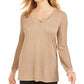 Blusa feminina JM Collection com decote em treliça e lurex, tamanho grande, dourada