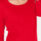Karen Scott Blusa feminina de algodão com decote redondo, vermelha, tamanho pequeno e pequeno