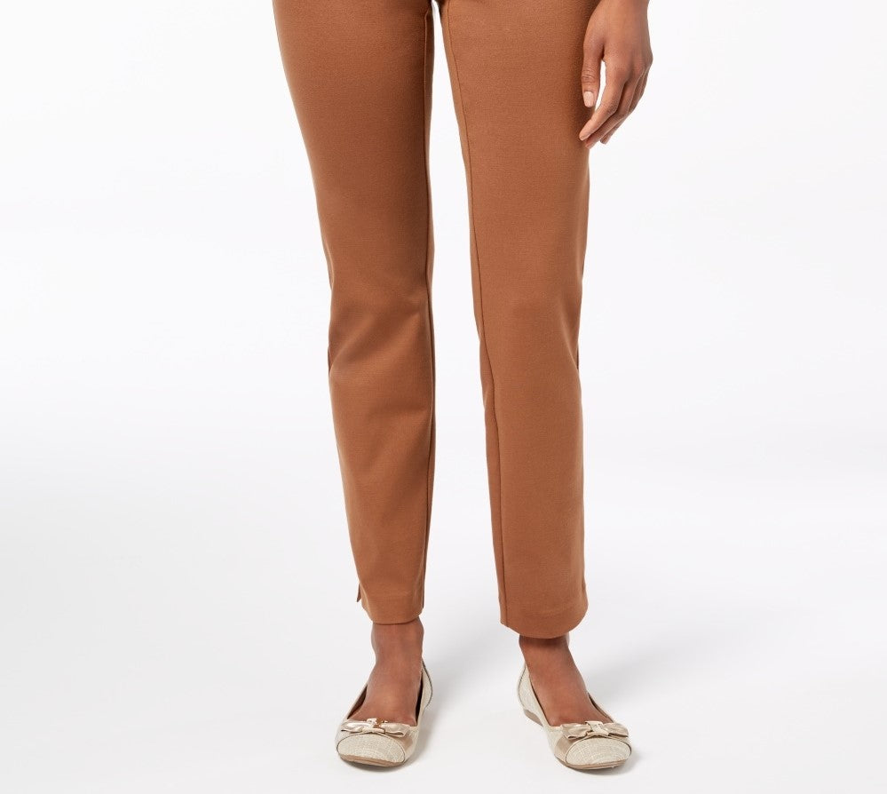 Calça feminina Charter Club Petite Pull-On Ponte-Knit marrom tamanho 8 P