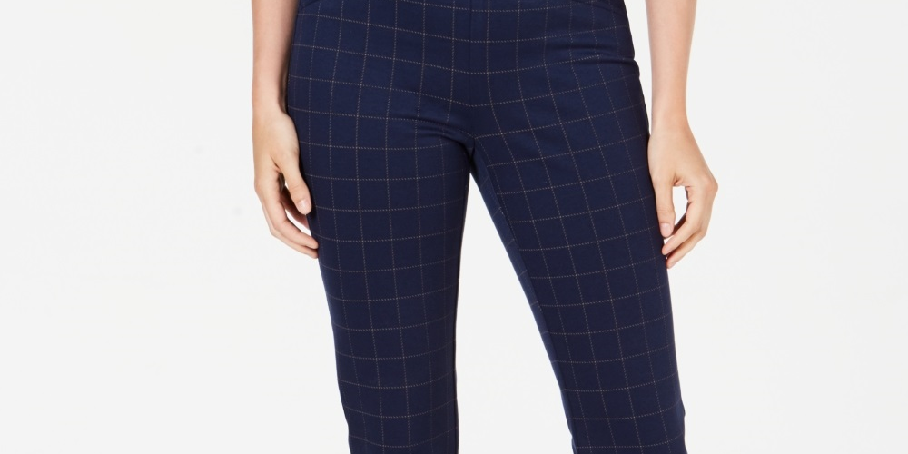 Calça feminina Charter Club Pull On Ponte Knit Azul Tamanho 10 Petite