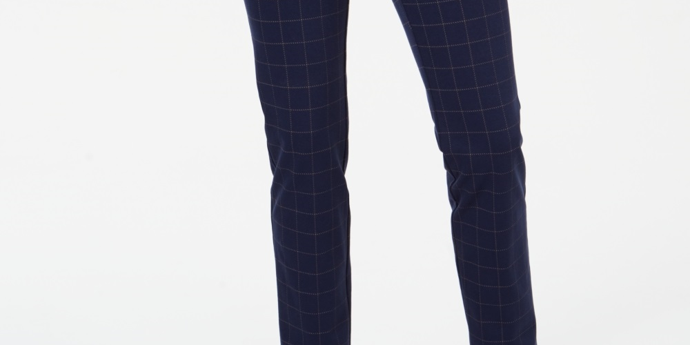 Calça feminina Charter Club Pull On Ponte Knit Azul Tamanho 10 Petite
