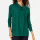 Suéter feminino JM Collection com gola alta e estampa de envelope falso, tamanho P, verde médio