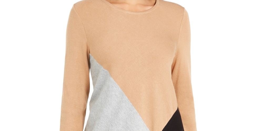 Túnica feminina Alfani Colorblocked assimétrica bege tamanho X-Large